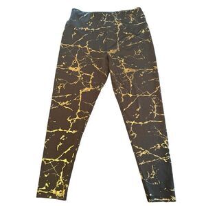 Live Well Active Womens Athletic Leggings Size L Marble Gold and Gray​